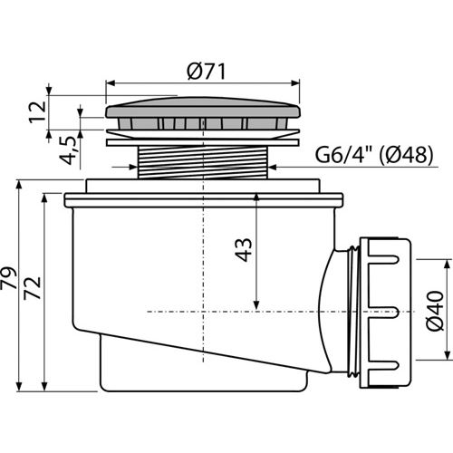 Vaničkový sifon A47CR 50, odpad 40 mm, chrom, Alcadrain A47CR-50