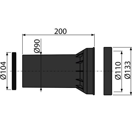 Trubka odpadní s těsněním, Alcadrain M902