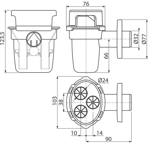 Sifon pro odkapávací kondenzát AKS5, odpad 32 mm, bílý, Alcadrain AKS5