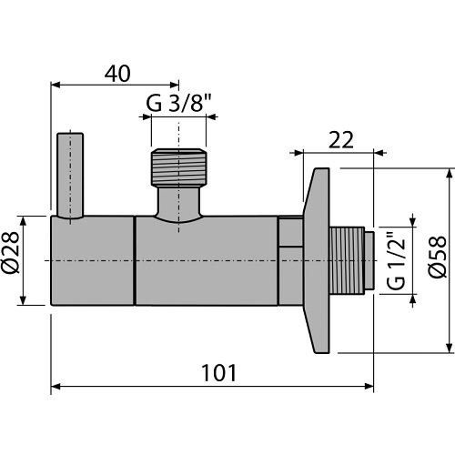 Ventil rohový 1/2" x 3/8", kulatý s filtrem, Alcadrain ARV001