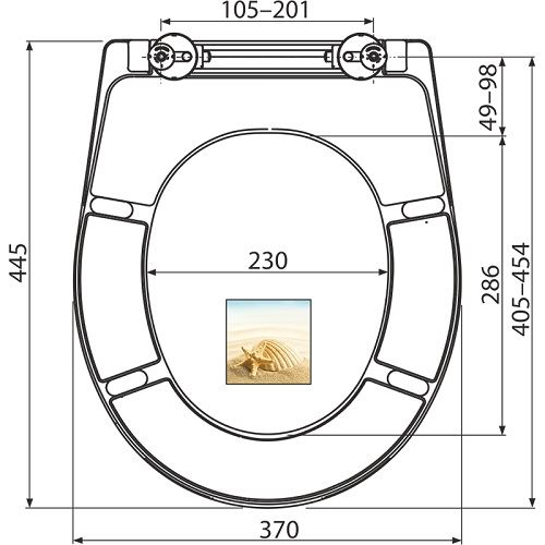 WC sedátko s poklopem, Soft-Close, bílé s motivem, Aladrain A604 SHELL