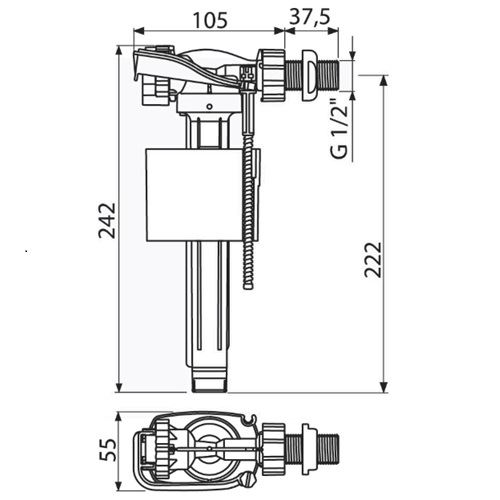 Napouštěcí ventil A150  G1/2", boční, Alcadrain