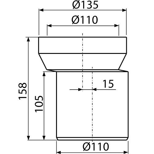 Excentrický nátrubek A92 158 mm, dopojení k WC, Alcadrain