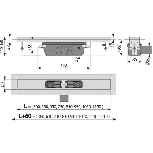 Sprchový odtokový žlab APZ6 300 mm, Alcadrain