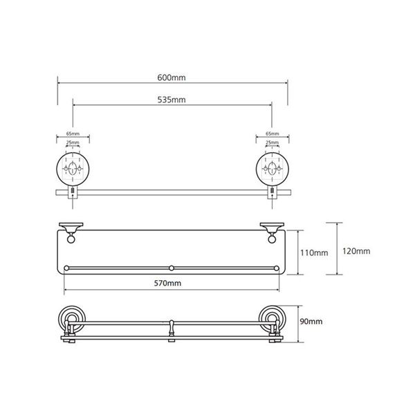 Polička RETRO skleněná s hrazdou