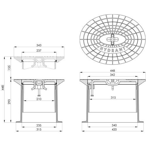 Poklop hydrantový KOMPAKTUS, HYDRANT, víko černé, třmen, HECKL