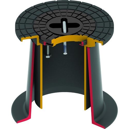 Poklop šoupátkový KOMPAKTUS, VODA, víko černé, třmen, HECKL