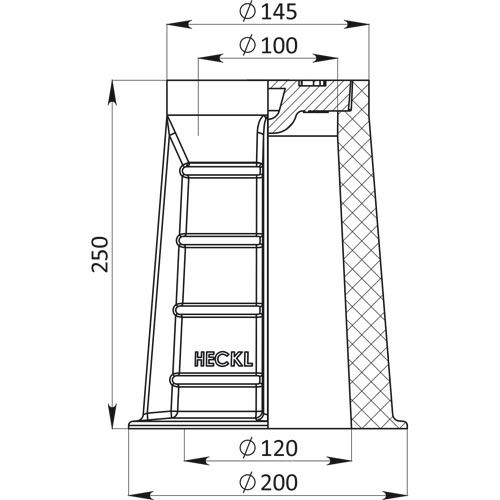 Poklop ventilový PLASTUS, KANAL, víko černé, bitumen, třmen, HECKL