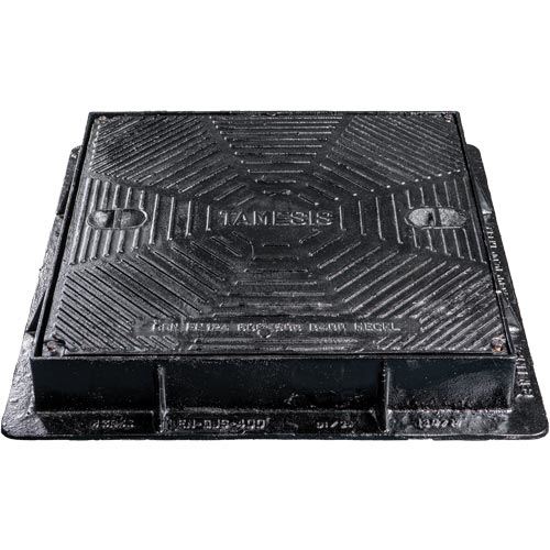 Šachtový poklop TAMESIS D400, litinový, 600 x 600 mm, s tlumící vložkou, HECKL