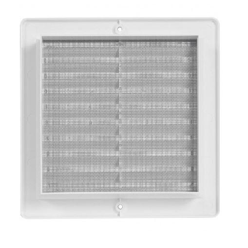 Větrací mřížka 200 × 200 mm, s rámečkem a síťovinou, bílá, HACO 0203
