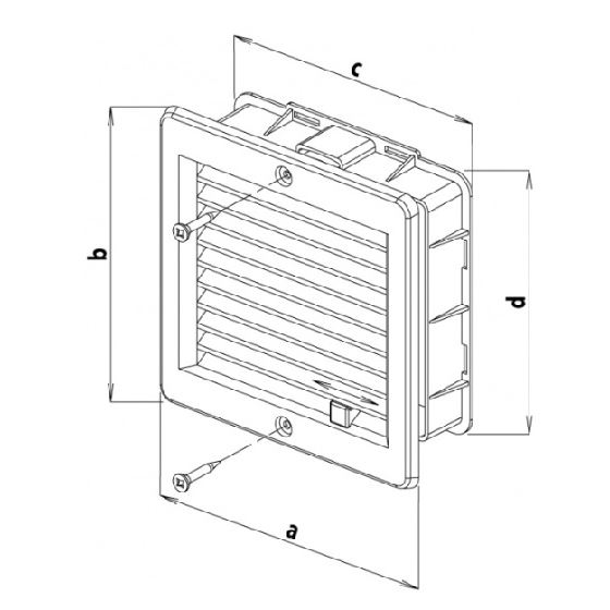Větrací mřížka 150 x 150 mm, s rámečkem, uzavíratelná, bílá, HACO 0213