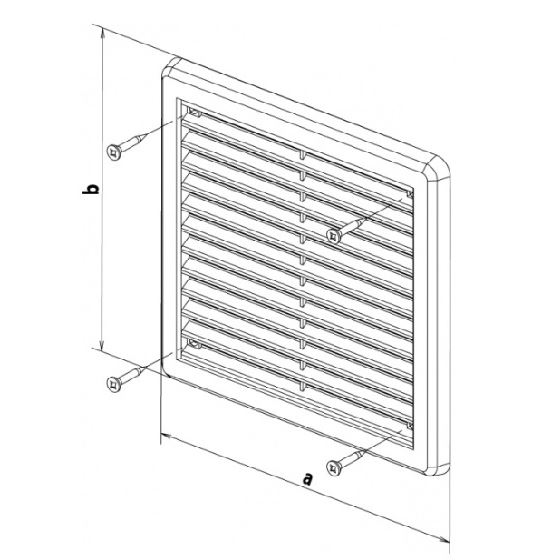 Větrací mřížka 250 × 250 mm, se síťovinou a krytem, bílá, HACO 0303