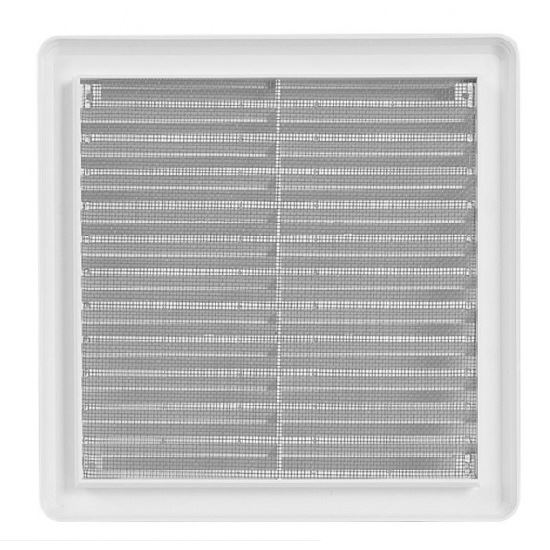 Větrací mřížka 200 × 200 mm, se síťovinou a krytem, bílá, HACO 0305