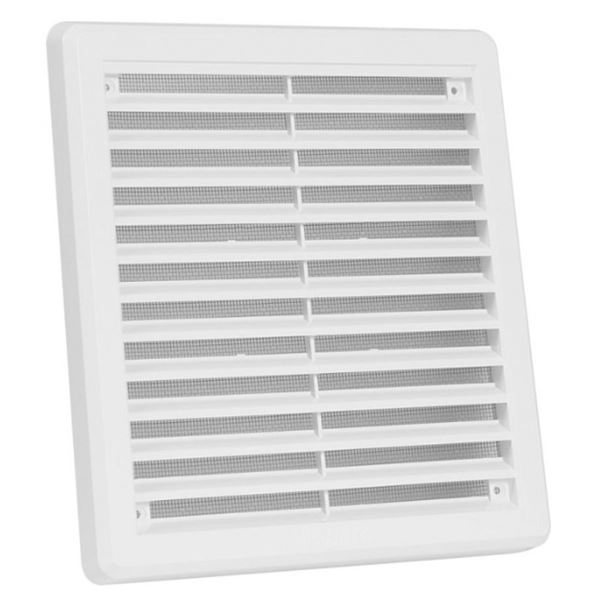 Větrací mřížka 200 × 200 mm, se síťovinou a krytem, bílá, HACO 0305