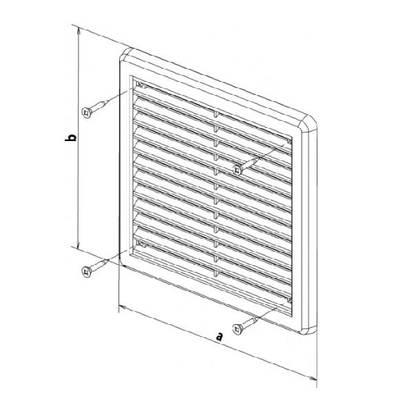 Větrací mřížka 200 × 300 mm, se síťovinou a krytem, bílá, HACO 0315