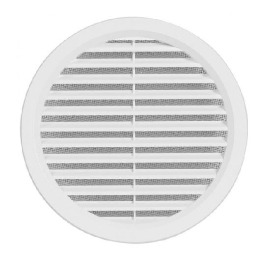 Větrací mřížka kruhová, d 125 mm, se síťovinou, bílá, HACO 0405