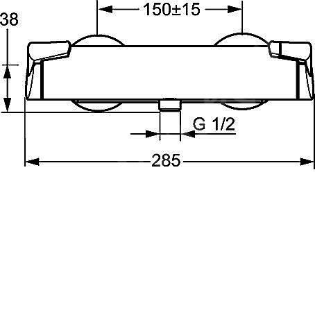 Sprchová baterie Fit 150 mm, chrom, nástěnná, termostatická, bez příslušenství, Hansa 65140101