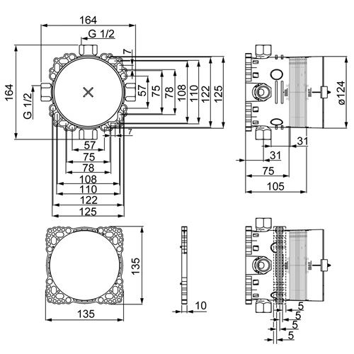 Těleso podomítkové HANSABLUEBOX universal