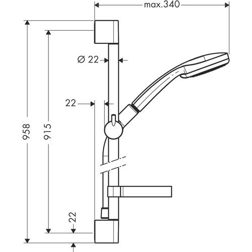 Sprchová sada Croma 100 Vario, chrom, Hansgrohe 27771000