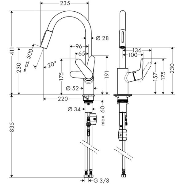 Dřezová baterie Focus M41, chrom, stojánková, Hansgrohe 31815000