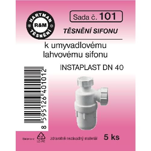 Sada těsnění k sifonům, DN 40, Instaplast, 5 ks, č. 101, HARTMAN