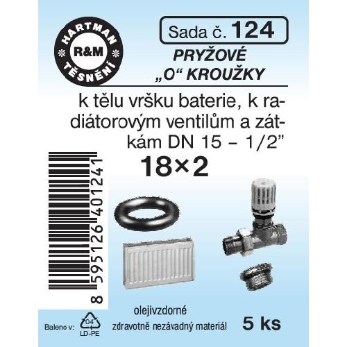 Sada těsnění "O" kroužků, 1/2“, DN 15, 18 x 2, 5 ks č. 124, HARTMAN