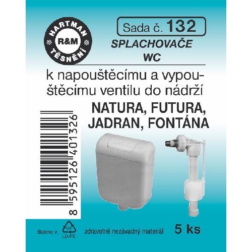 Sada těsnění k napouštěcímu a vypouštěcímu ventilu, 5 ks č. 132, HARTMAN