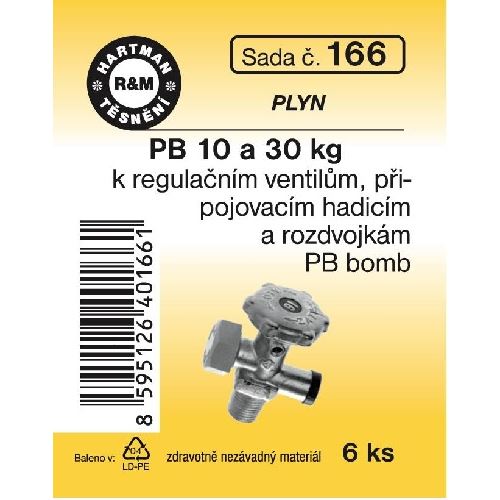 Sada těsnění k plynovým zařízením, PB 10, 30 kg bomba, 6 ks, č. 166, HARTMAN