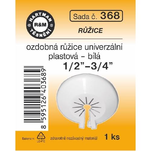 Sada těsnění, univerzální ozdobná růžice, 1/2“ - 3/4“, 1 ks č. 368, HARTMAN