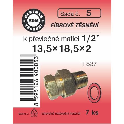 Sada těsnění pro šroubení, 13,5 x 18,5 x 2, fíbrové, 7 ks, č. 5, HARTMAN