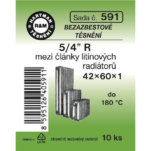 Sada těsnění pro šroubení, 5/4" R, 42 x 60 x 1, bezazbestové, 10 ks č. 591, HARTMAN