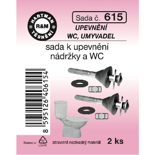 Upevnění nádržky a WC, kombi, M8 x 70, 2 ks č. 615, HARTMAN