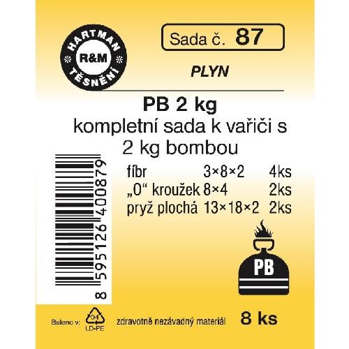 Sada těsnění, kompletní sada k vařiči s PB 2 kg bombou, 8 ks, č. 87, HARTMAN