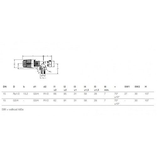 Omezovač zpátečky RTL 3/4", axiální, Heimeier 9153-02.800