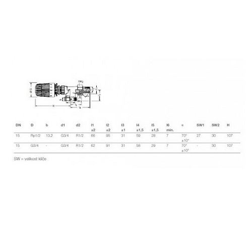 Omezovač zpátečky RTL 1/2", axiální, Heimeier 9173-02.800