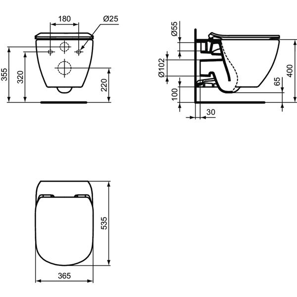 Ideal Standard klozet závěsný Tesi , s Aquablade technologií