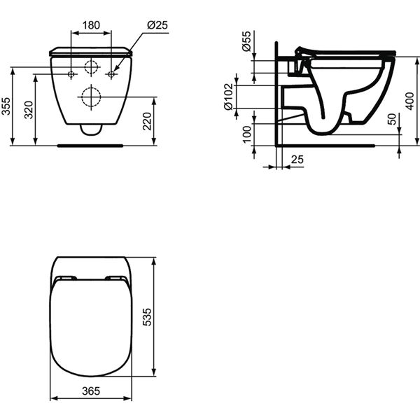 Ideal Standard klozet závěsný Tesi Rimless 