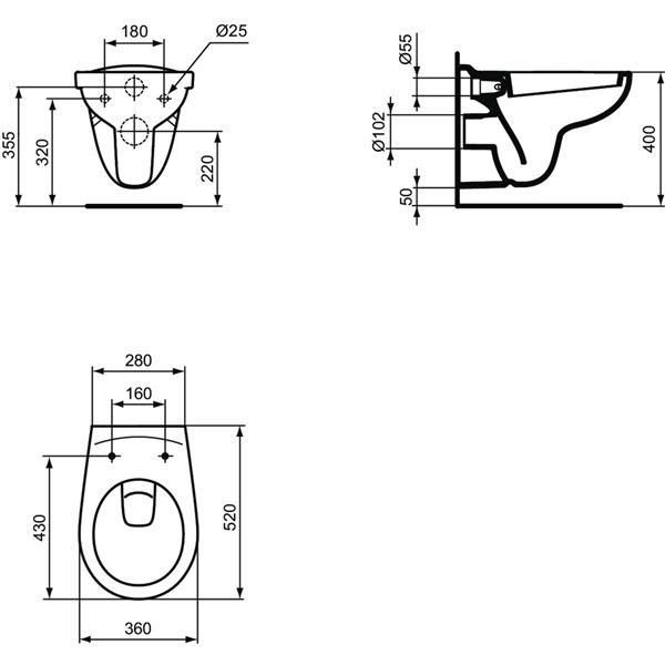 Ideal Standard klozet závěsný Eurovit 