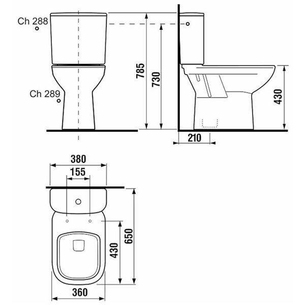 Klozet kombi DEEP svislý odpad, boční napouštění, JIKA H8266170002801