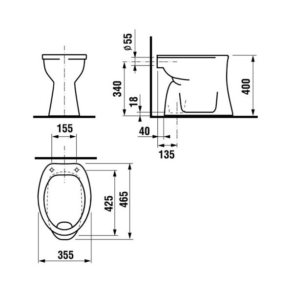 Klozet stojící DINO 40cm spodní odpad, JIKA H8220080000001