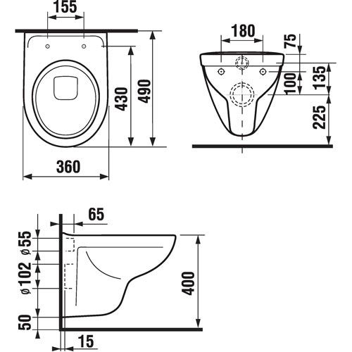 Závěsný klozet Lyra Plus Compact, vodorovný odpad, zkrácený 49 cm, Jika H8233820000001