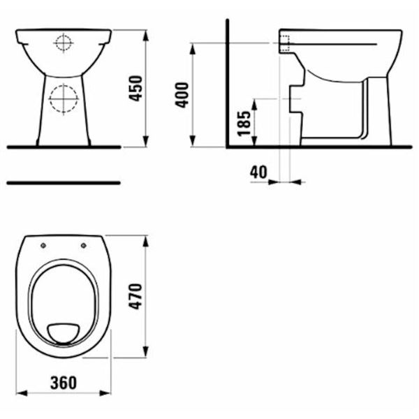 Klozet stojící LYRA PLUS - zvýšený (45cm), odpad vodorovný, JIKA H8253860000001