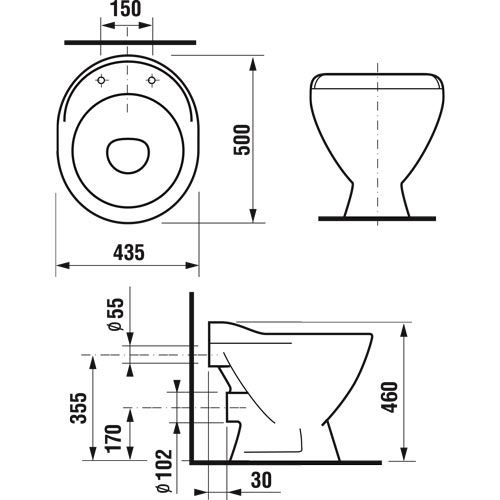 Stojící výlevka Mira 50x43,5x46 cm, keramika, bílá, Jika H8510460000001
