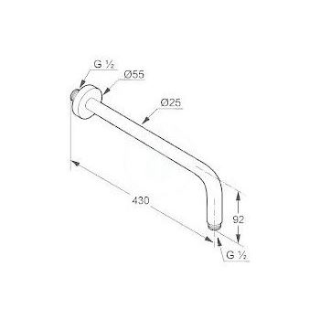Sprchové rameno pro hlavovou sprchu, KLUDI, A-Qa, DN 15