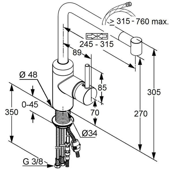 Dřezová baterie L-ine, chrom, stojánková, Kludi 428210577