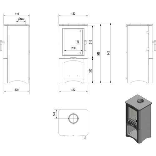 Krbová kamna K5 S W 7 kW, Kratki KOZA/K5/S/W