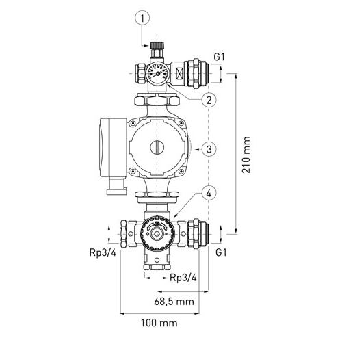 Sestava s oběhovým čerpadlem 25-40 130 mm G 1", Lansanit