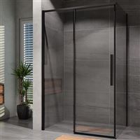 Sprchový kout Alvaro 100 x 80 cm, sklo čiré, profil černý, obdélník, Lansanit SZD10-B/SPZD80-B