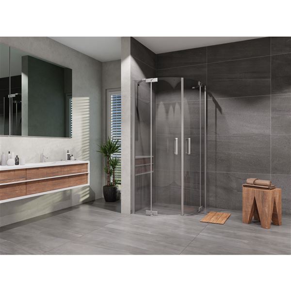 Sprchový kout Brix 100 x 100 cm, sklo čiré, profil aluchrom, čtvrtkruh, Lansanit HHY11-4