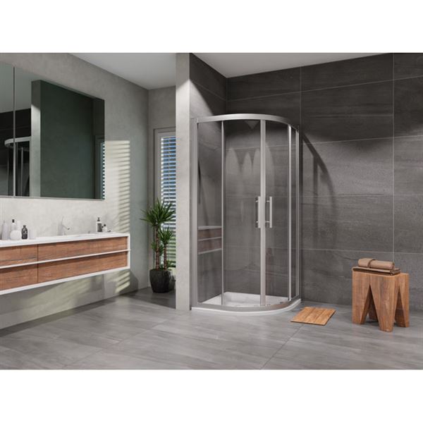 Sprchový kout Monte 90 x 90 cm, sklo čiré, profil aluchrom, čtvrtkruh, Lansanit QF99-190-C